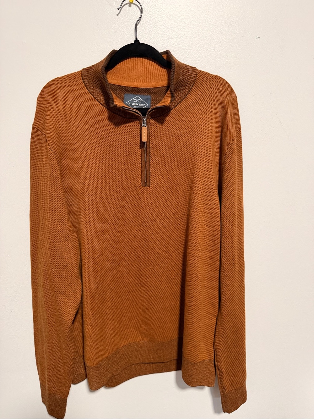 St. John's Bay Men's Zip-Up Sweater in Rust Brown